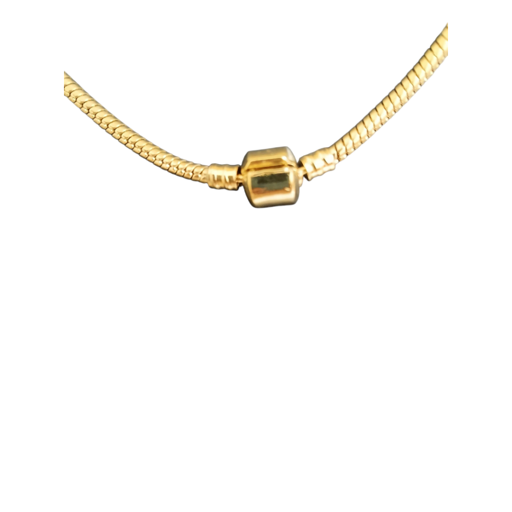 Pulseiraaço inoxidável dourada berloque em formato cilindrico rabo de rato medindo 19cm. em Oferta na Shopee