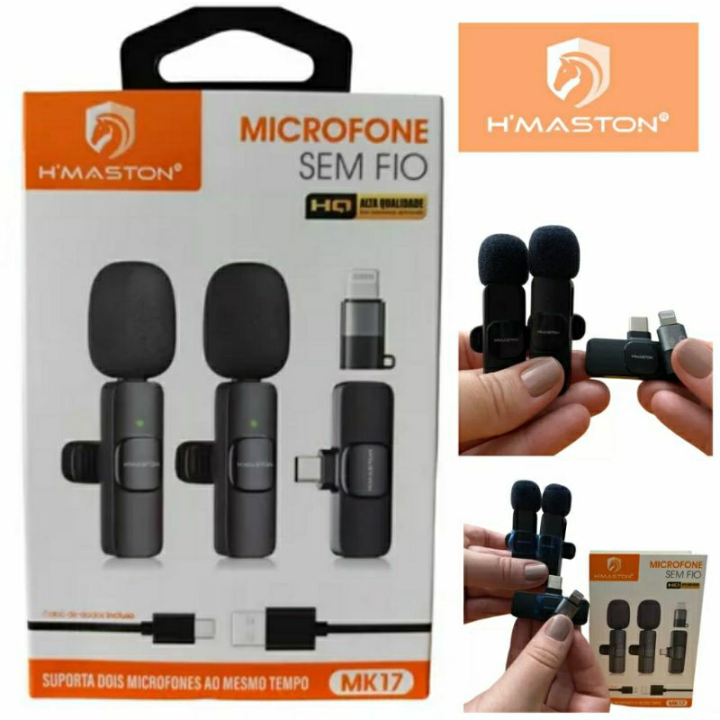🔰 Kit 2 Microfone Duplo Profissional De Lapela Anti Ruído Tipo C e iPhone