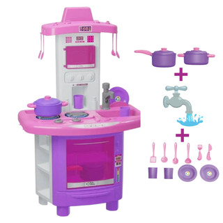 Cozinha Infantil De Brinquedo Completa Sai Água de Verdade Mini Fogão