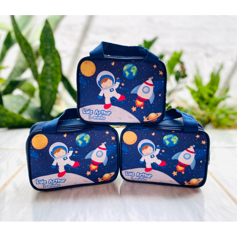Bolsinha Astronauta Personalizada Com Nome e Idade- Aniversário - Lembrancinha - Necessarie