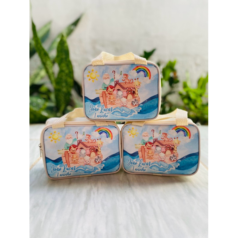 Bolsinha Arca de Noé Personalizada Com Nome e Idade - Lembracinha para aniversário - maletinha - Necessarie