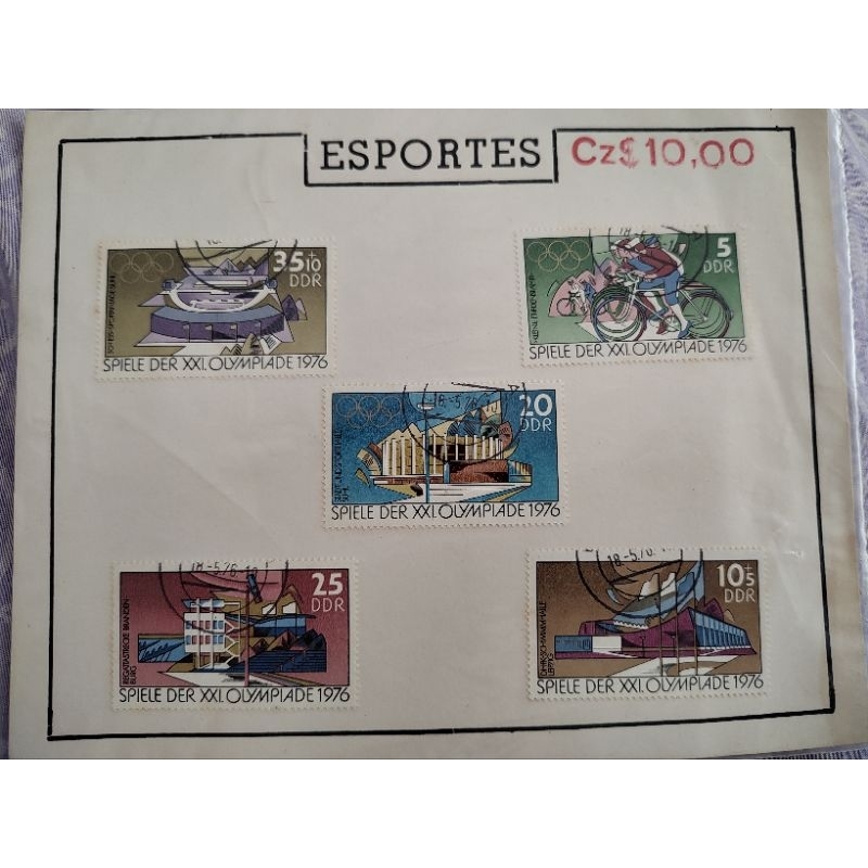 5 selos Alemanha Oriental DDR - Olimpíadas 1976