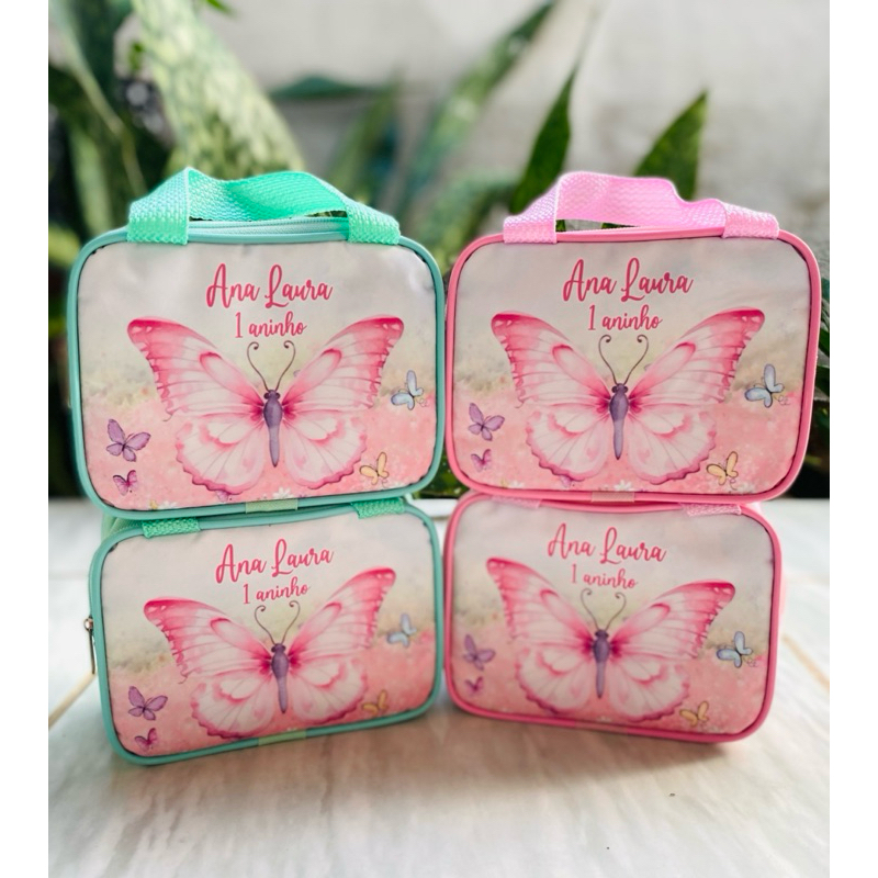 Bolsinha Jardim das Borboletas Personalizada Com Nome e Idade  - Lembrancinha de aniversário - Necessarie - maletinha