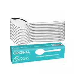 Kit Jogo 12 Colher Sobremesa Sopa Buffet Restaurante Lanchonete Aço Inox Linha Oriente Original Line