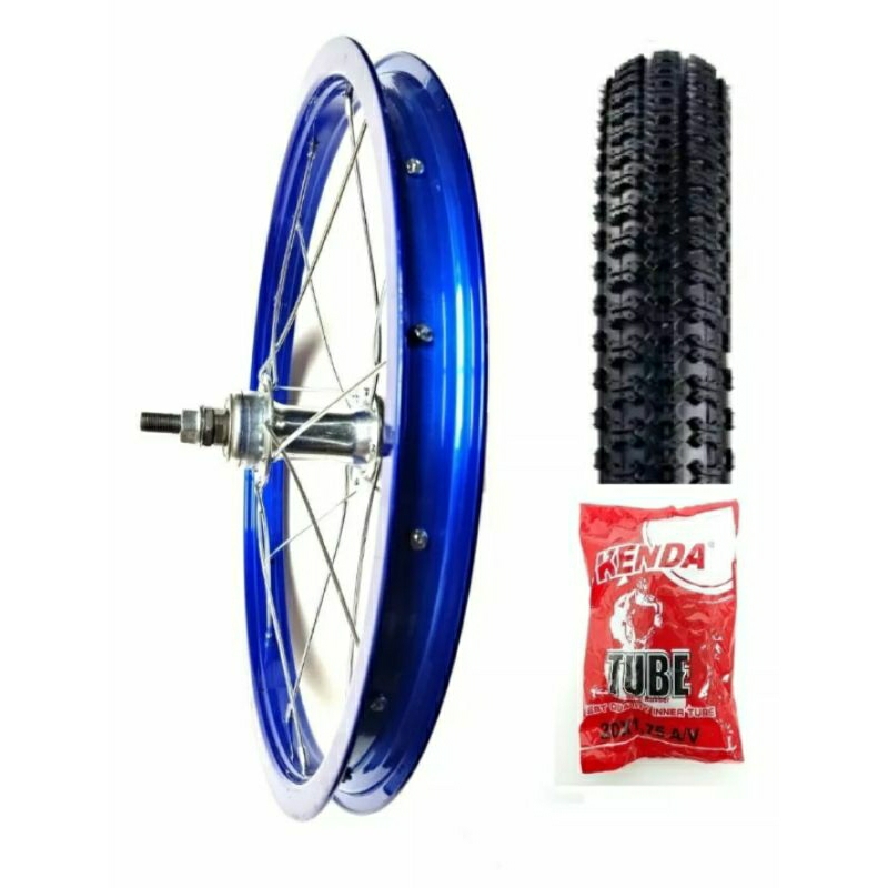 roda aro 16 azul dianteira+1pneu 16×1.75+1camara de ar aro 16