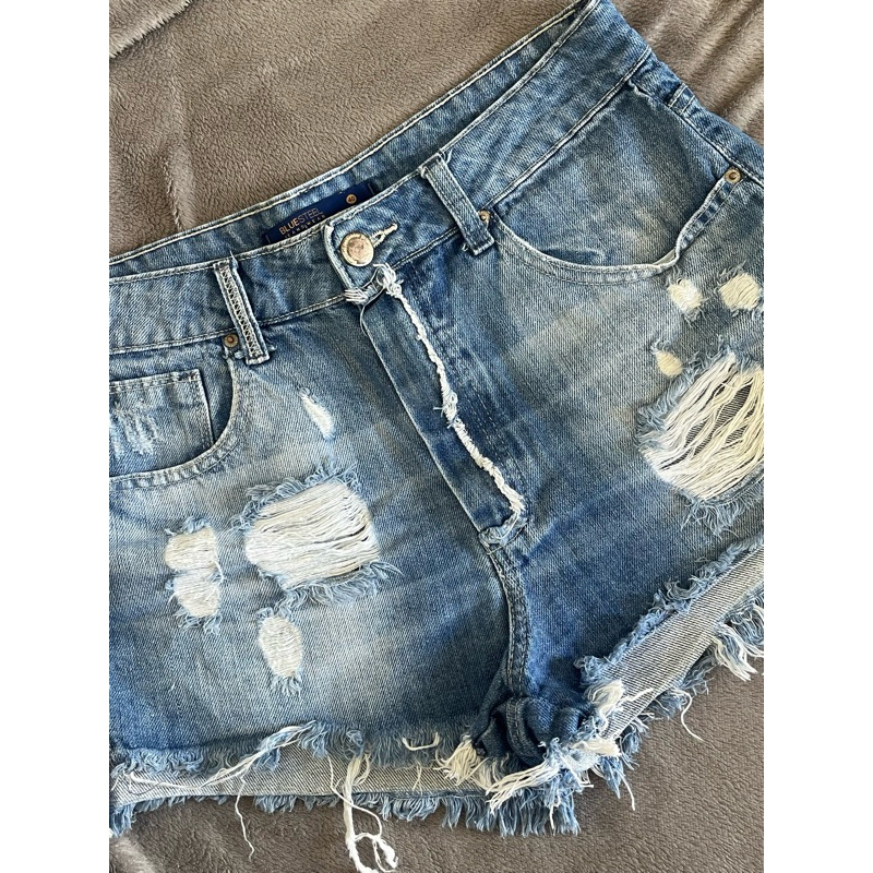 Short Jeans Blue Steel Destroyed – Azul Médio