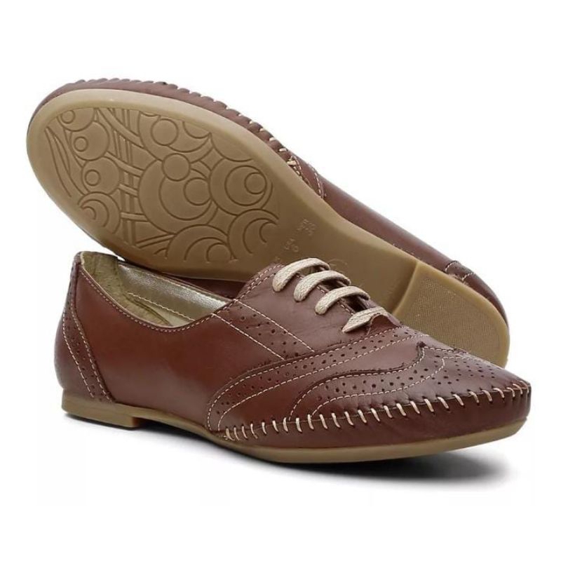 Sapato Oxford Feminino em Couro Legitimo Chocolate, o mais vendido