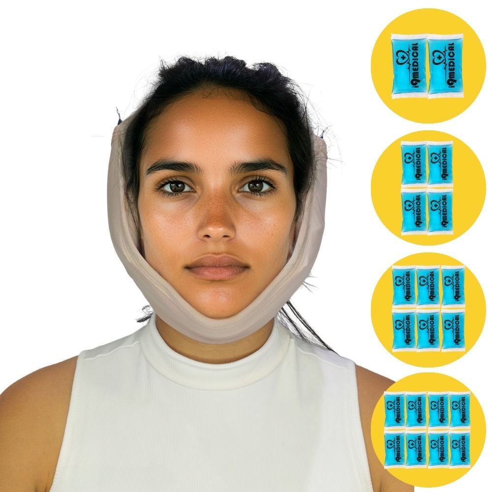 Faixa Facial com Bolsa Gel Térmica Alívio da DOR Pós Operatório Cirurgia Ortognática