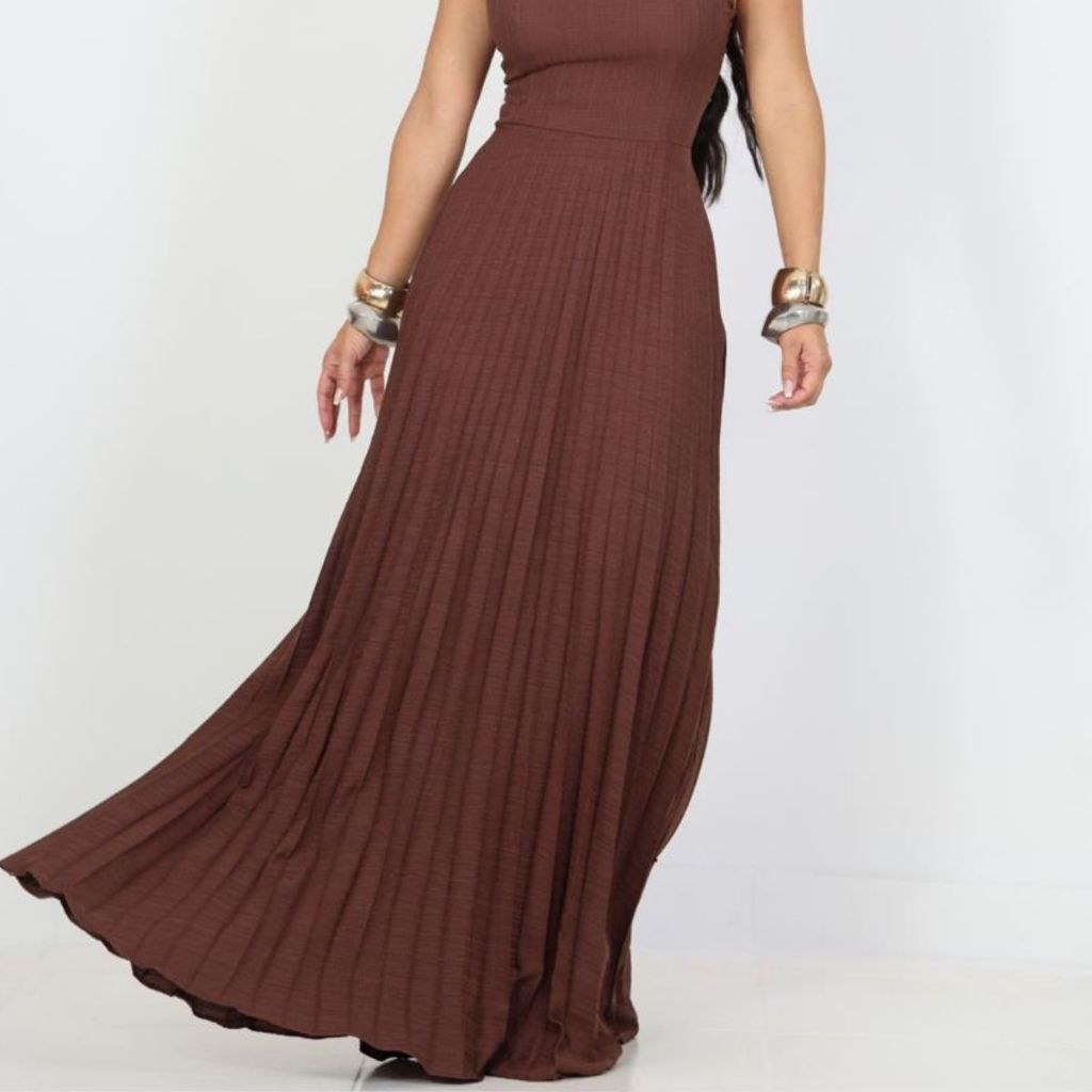 Vestido feminino  longo verão plissado casual e elegante em Oferta na Shopee