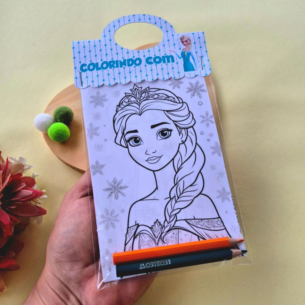 Kit Colorir Livro de Colorir Frozen Personalizado Lembrancinha Festa Infantil Aniversário Infantil