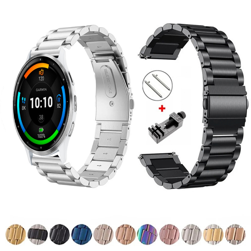 Pulseira de 18mm Metal Elos de aço inox para Smartwatch Garmin Venu 3s de Engate Rapido