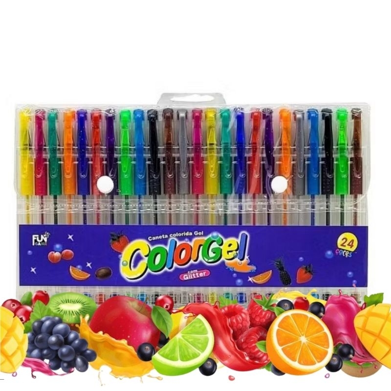 Caneta Gel Brilhosa Aromatizada Canetinhas coloridas De Gel Glitter Perfumadas kit 24 unidades, 12 unidades, 6 unidades