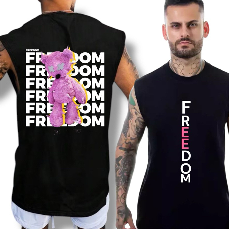 Regata Oversized Machão Larga Fitness Academia Algoao Premium Blusa Estampada Preta Cavada Calor Verão 30.1 Streetwear