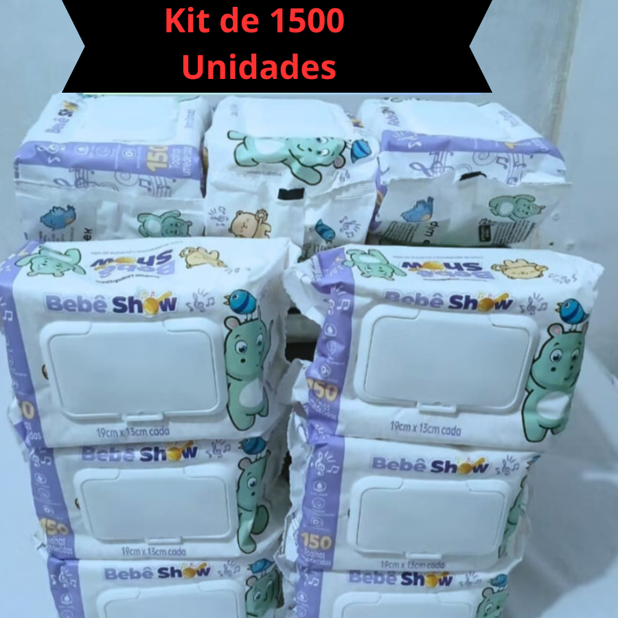 Caixa de 1500 Unidades de  Lencinhos Umedecido Bebê Show Higiene Bebê