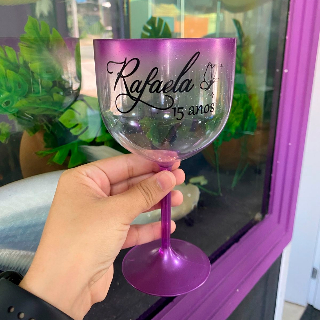 Kits Taça de gin com Glítter Personalizadas + Degradê