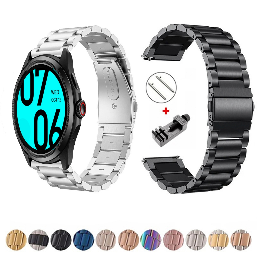 Pulseira de 24mm Metal Elos de aço inox para Smartwatch Ticwatch PRO 5 de Engate Rapido