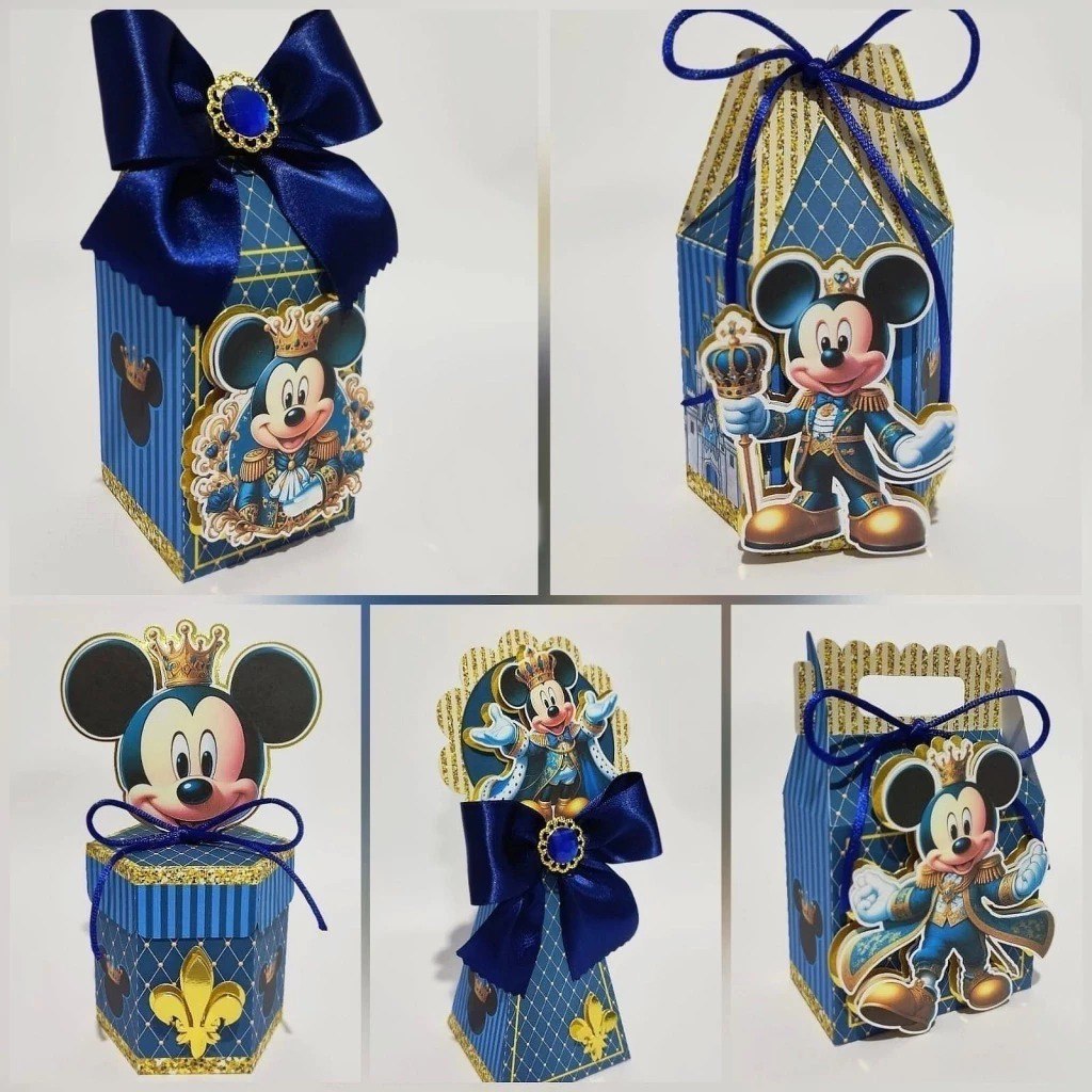 Lembrancinhas Personalizadas PEGUE E MONTE Mickey Realeza príncipe  Kit Festa Caixinhas Chá Mesversário Aniversário