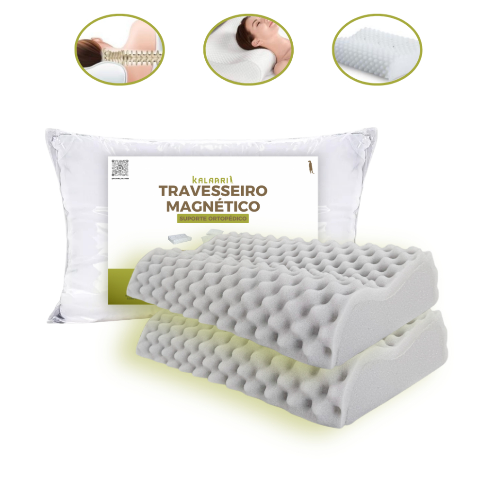 KIT 2 Travesseiro CERVICAL Ortopédico Pillow MAGNÉTICO Infravermelho Terapêutico Anti Ronc...