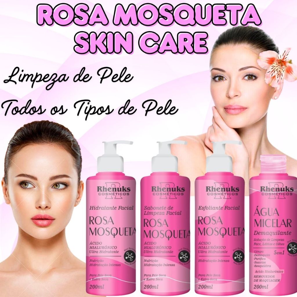 Skin Care Limpa Pele C/ Sabonete Esfoliante Hidratante Agua Micelar Limpeza De Pele Anti Manchas Oleosidade Acne Rhenuks