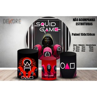 Kit Painel Round 6 Squid Game + Trio de Cilindros Veste Fácil em Oferta na Shopee