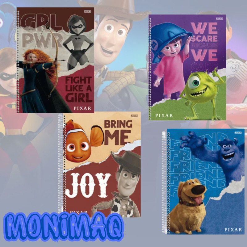CADERNO UNIVERSITÁRIO PIXAR / 1 MATÉRIA / 80 FOLHAS / SD / SANTO DOMINGO / MATERIAL ESCOLAR