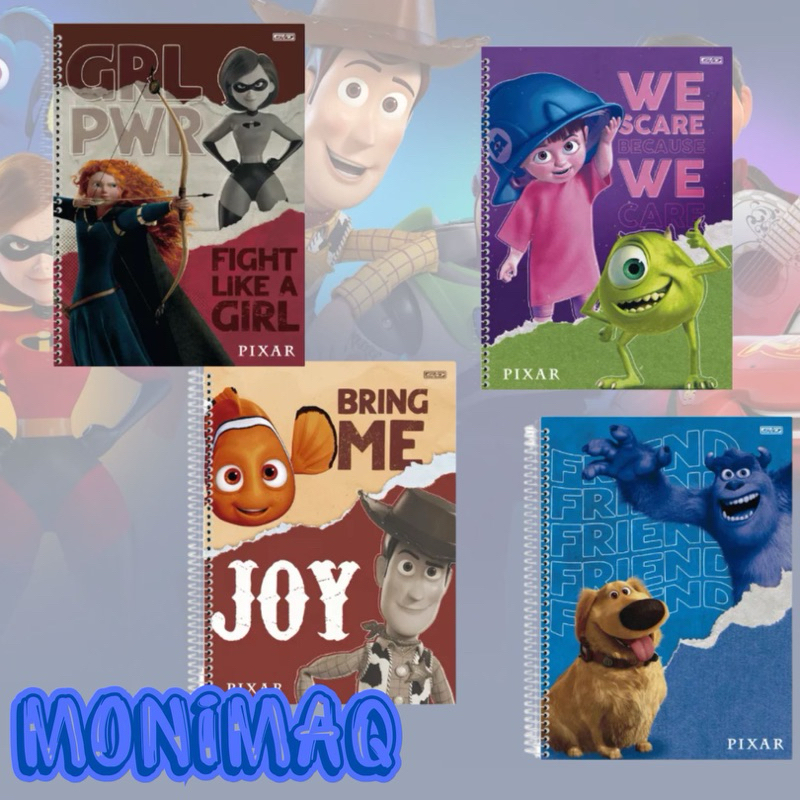 CADERNO UNIVERSITÁRIO PIXAR / 10 MATÉRIA / 160 FOLHAS / SD / SANTO DOMINGO / MATERIAL ESCOLAR