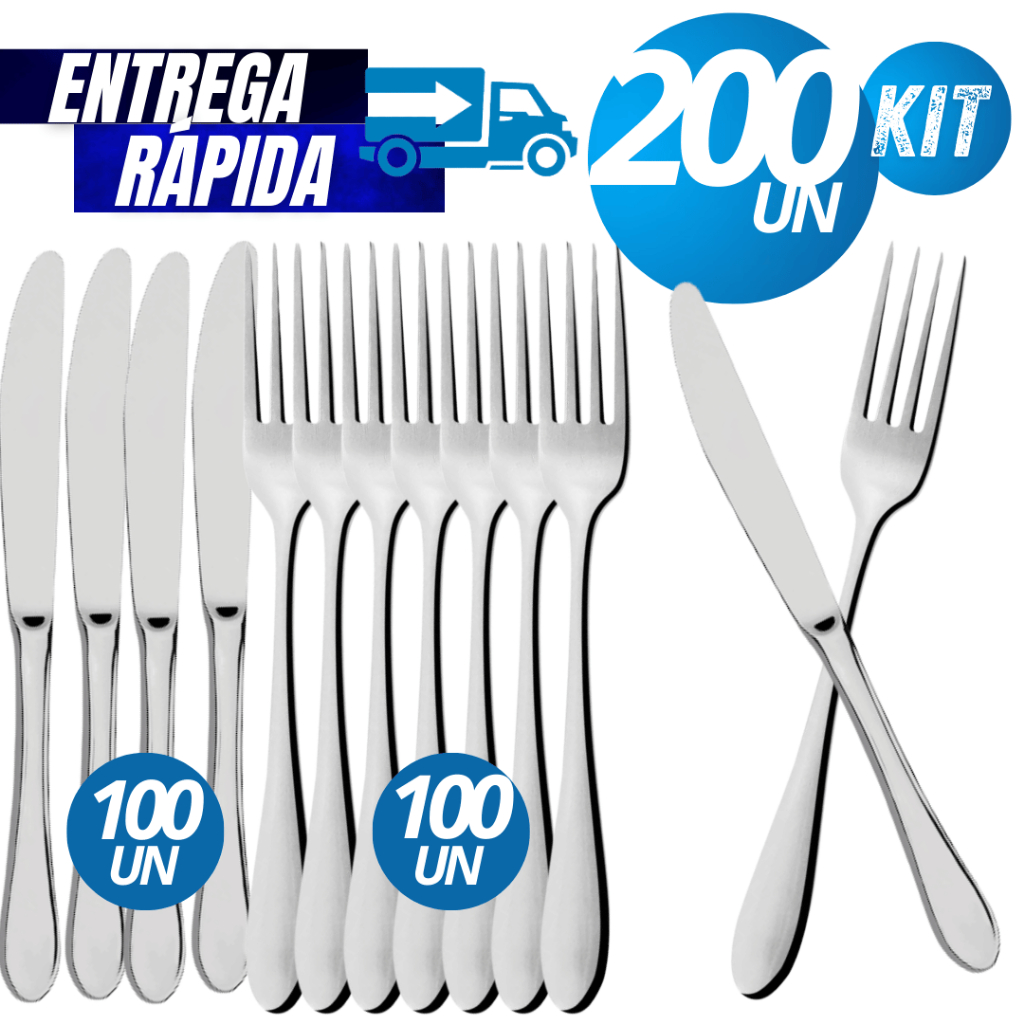 Talheres em Inox 200/100/80/50 –  Facas e Garfos Duráveis para Casa, Festas e Ambientes Profissionais em Oferta na Shopee