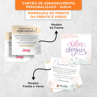 Cartão de Agradecimento Personalizado com Seu Logo - 9x9cm em Oferta na Shopee