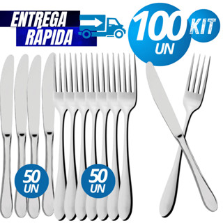 Kit Jogo 100 Talheres Inox Premium 50 Faca 50 Garfo Casa Cozinha Restaurante Buffet Qualidade Resistência em Oferta na Shopee