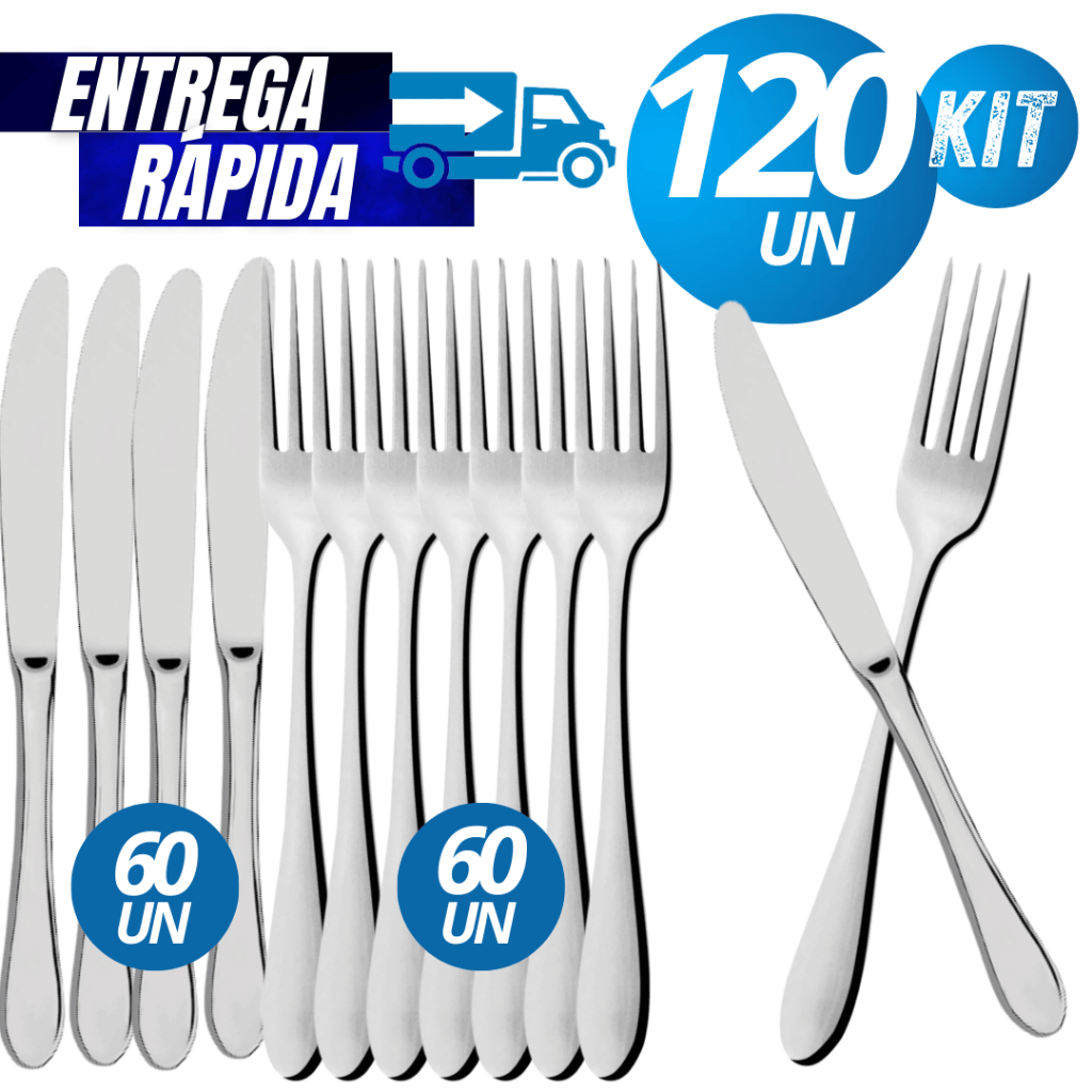 Kit 120/60/40/36 Talheres em Inox – Facas e Garfos Duráveis para Casa, Festas e Ambientes Profissionais em Oferta na Shopee