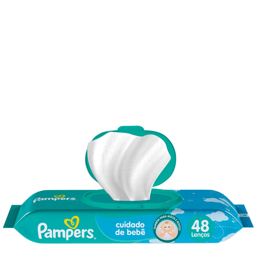 Lenços Umedecidos Pampers Cuidado de Bebê com  48 Unidades