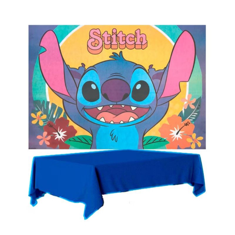 kit festa stich painel + toalha em Oferta na Shopee