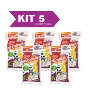 Kit 5 Esponjas Microfibra Multiuso Fruits - Flash Limp em Oferta na Shopee
