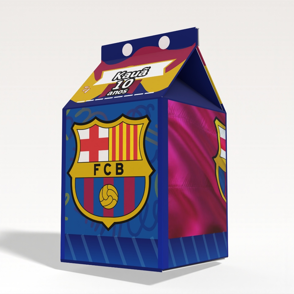 Caixinha Milk Barcelona Futebol para Festa Personalizada - Lembrancinha para Festa