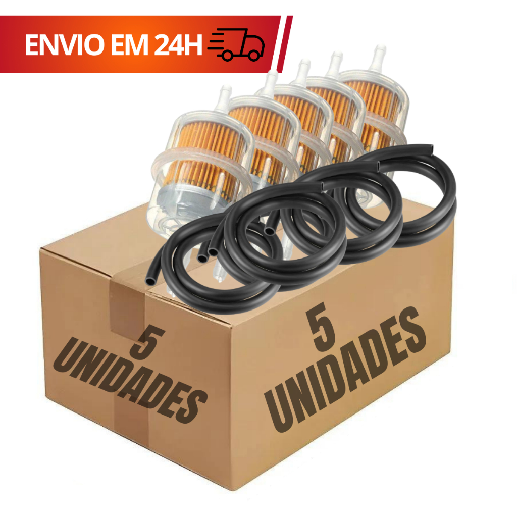 Kit 5 Filtro Combustível Gasolina Motos Carburadas + Mangueira Universal Cg Titan Fan 125 150 Ybr em Oferta na Shopee