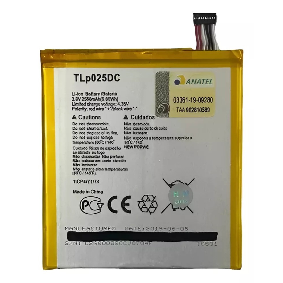 Ba-teria Modelo Tlp025dc Para Alcatel Pixi 4 (0.6) 8050E Frete Grátis