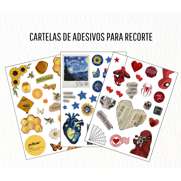 Adesivos Scrapbook - Cartelas de adesivo para Recortar. em Oferta na Shopee