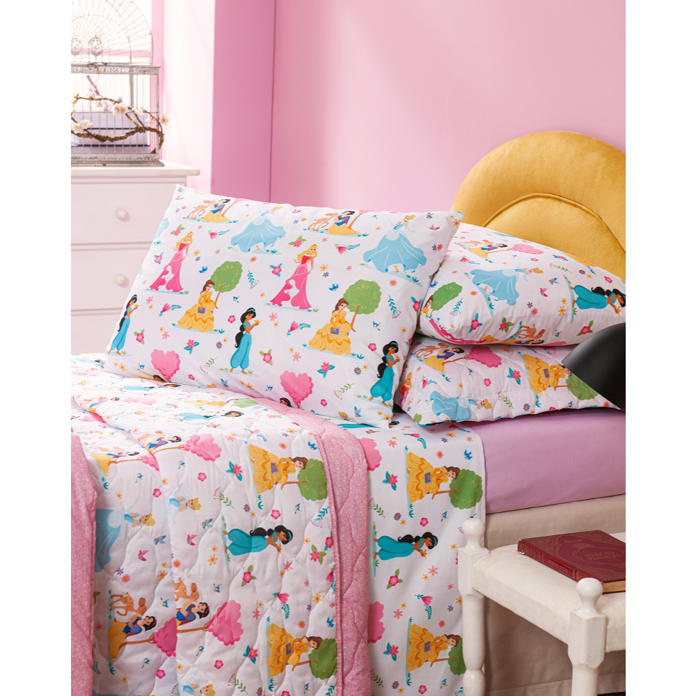 Coleção Colcha, lençol e edredom Dupla Face Solteiro Princesas  Disney em Oferta na Shopee