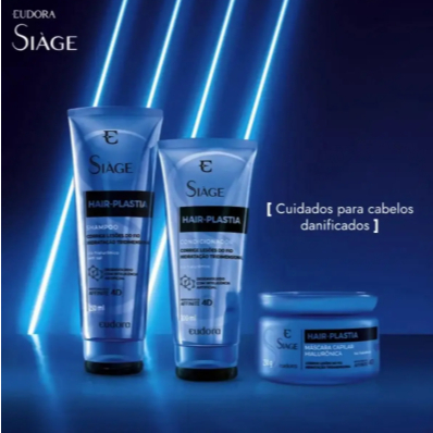 Combo Siàge Hair Plastia Shampoo + Máscara + Condicionador Kit Eudora Hidratação