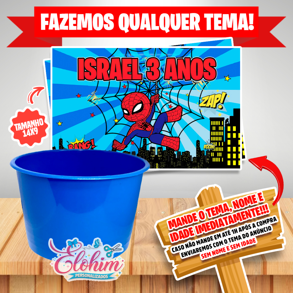 Rótulo Adesivo para personalizar Balde - Homem aranha Baby em Oferta na Shopee