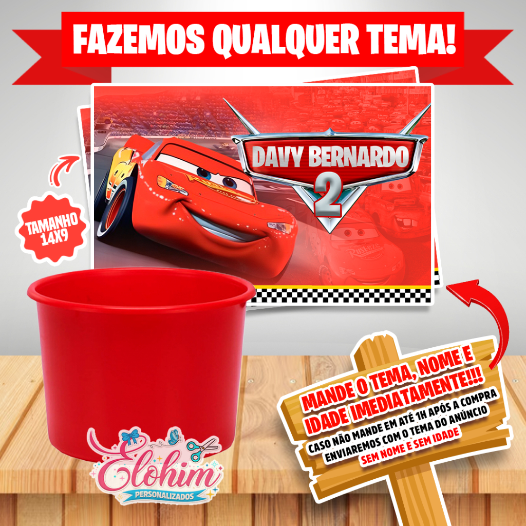 Rótulo Adesivo para personalizar Balde - Carros