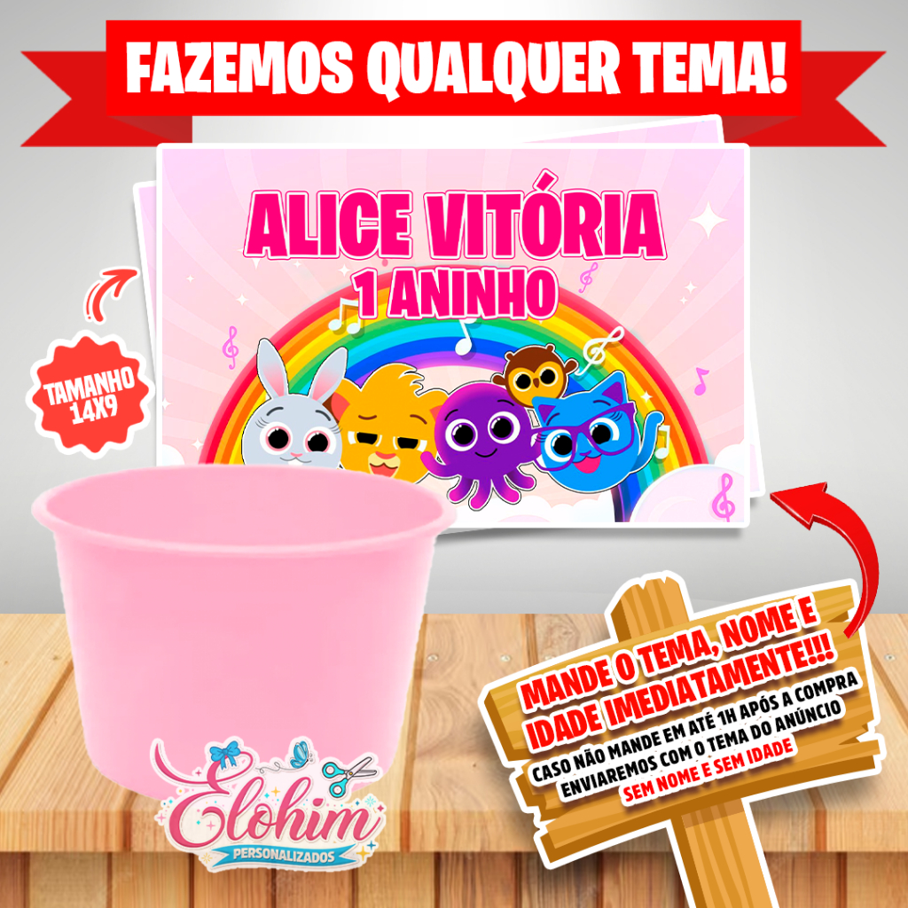 Rótulo Adesivo para personalizar Balde - Bolofofo Menina