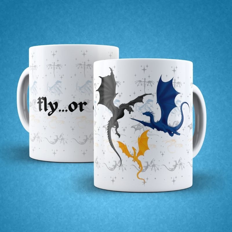 Caneca Quarta Asa- Fourth Wing- Fly or die (Porcelana)