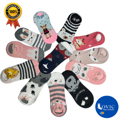 Kit Até 12 Pares Meias Adulto Soquete Confortavel Bichinhos Divertida Cano Curto Tamanho único 35-40 em Oferta na Shopee