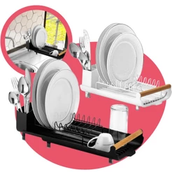 Escorredor de Louça Pratos Talheres Pia Cozinha Bandeja Retratil Compacto Eco Design Branco Arthi