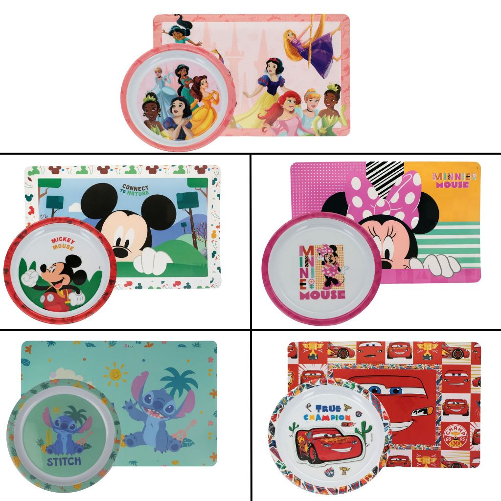 Kit Prato + Jogo Americano Infantil Disney Plástico BPA Free em Oferta na Shopee