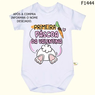 Body Bebê Personalizado Com Nome Coelhinho da Páscoa SF1444 em Oferta na Shopee