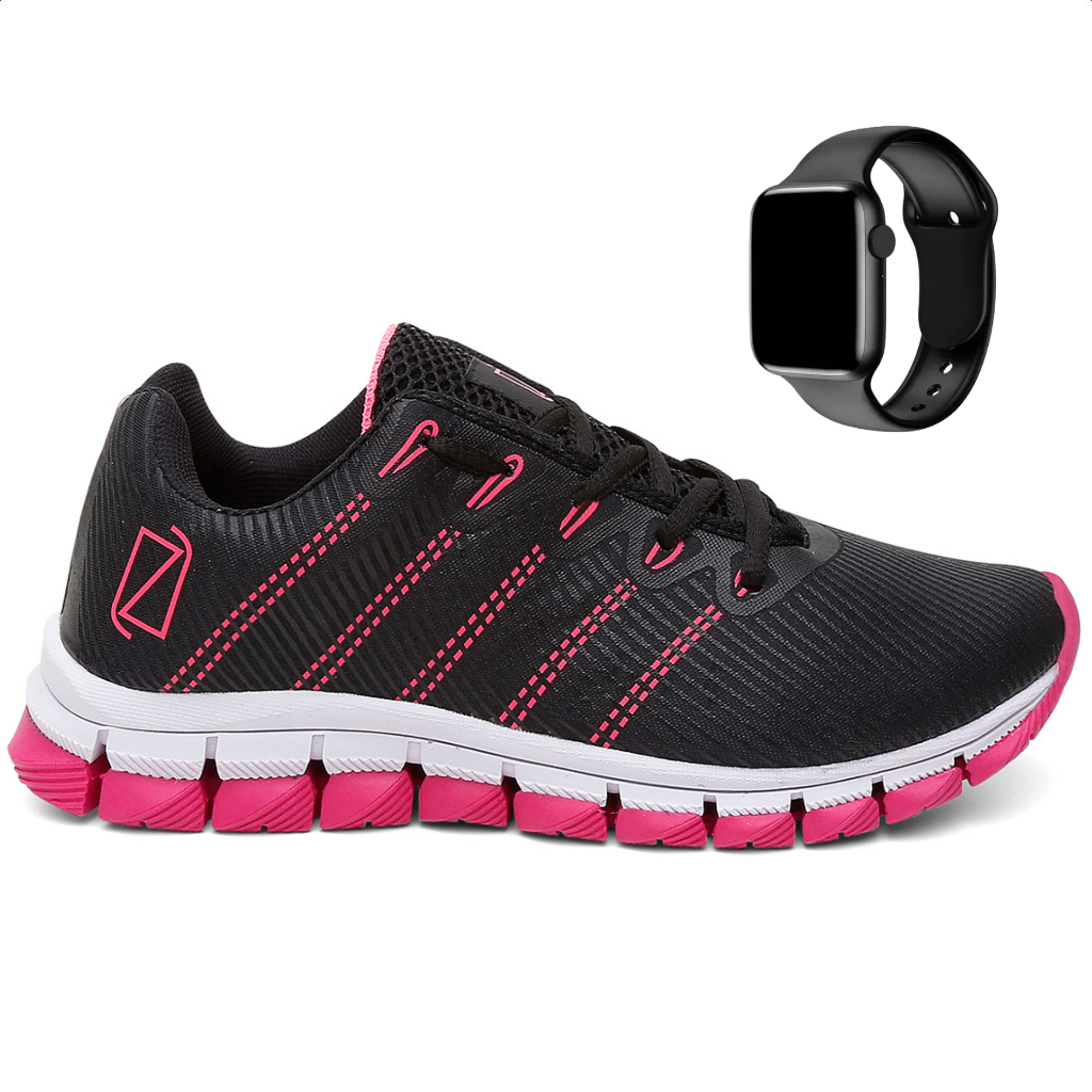 Tênis Feminino Leve Confortável Moda Blogueira Academia Caminhada Corrida Solado Macio + Relógio Digital