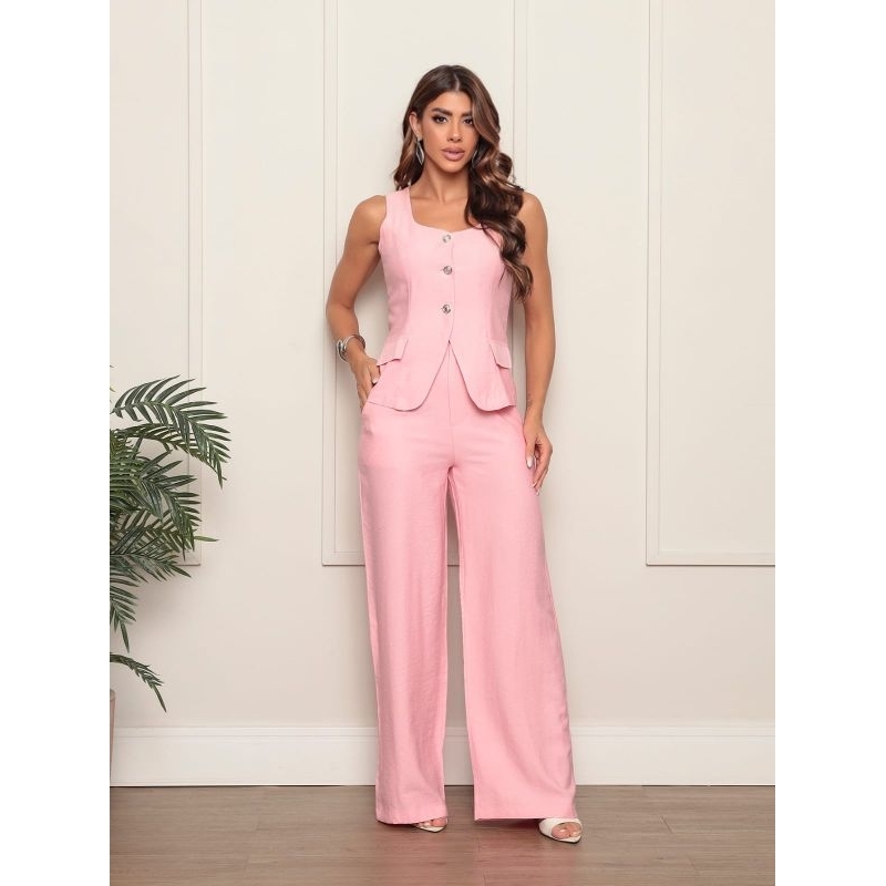 Conjunto colete e calça Ll2557 em Oferta na Shopee