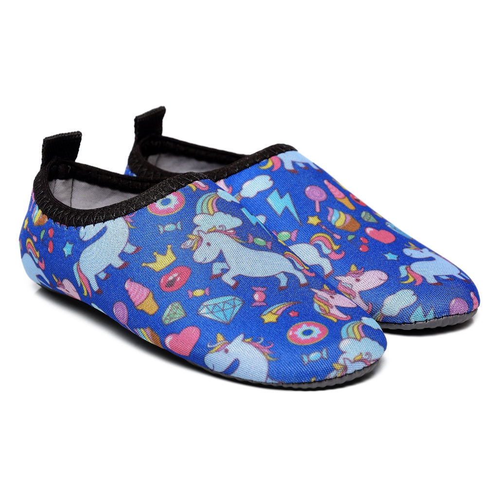 Sapatilha Infantil Unicórnio Azul Aquático Tênis hibrida Acquatilha Náutica Aquática Antiderrapante Sapatilha Infantil A